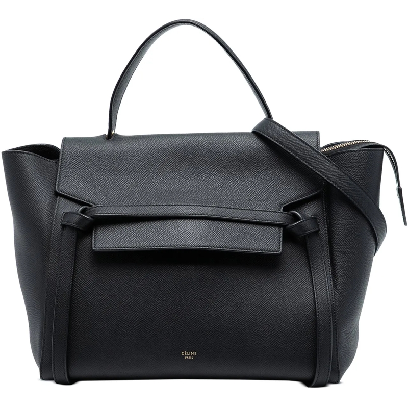 Celine Schultertasche Mini Grained Calfskin Belt Satchel schwarz