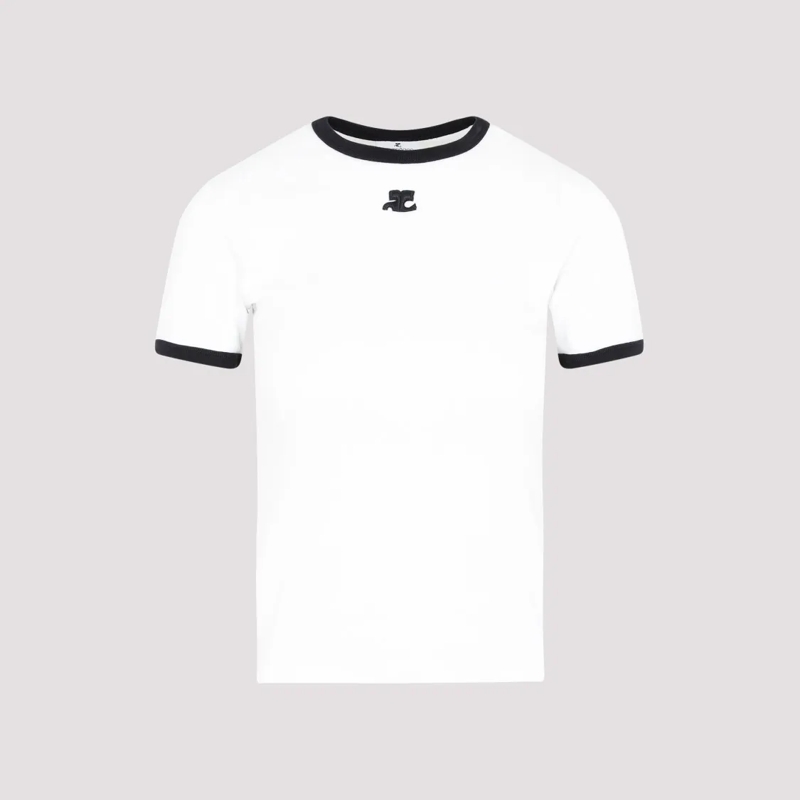 Courrèges T-shirt White Bumpy Contrast Logo T-Shirt White