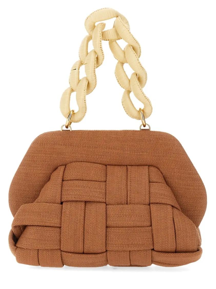 Themoirè Clutches "Tia Weaved Straw" Clutch in bruin