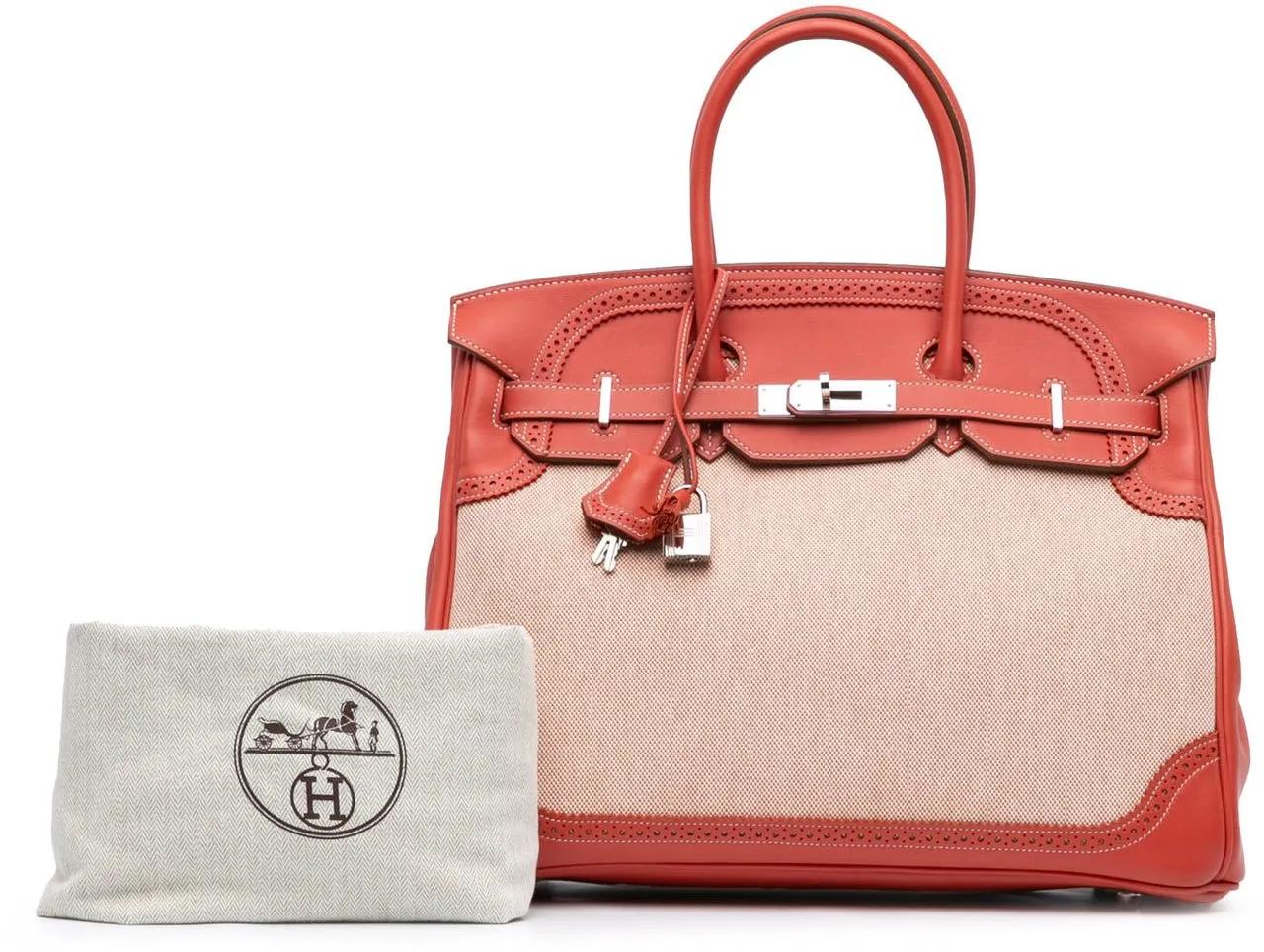 Hermès Totes & shoppers Swift And Ghillies Birkin Retourne 35 in oranje