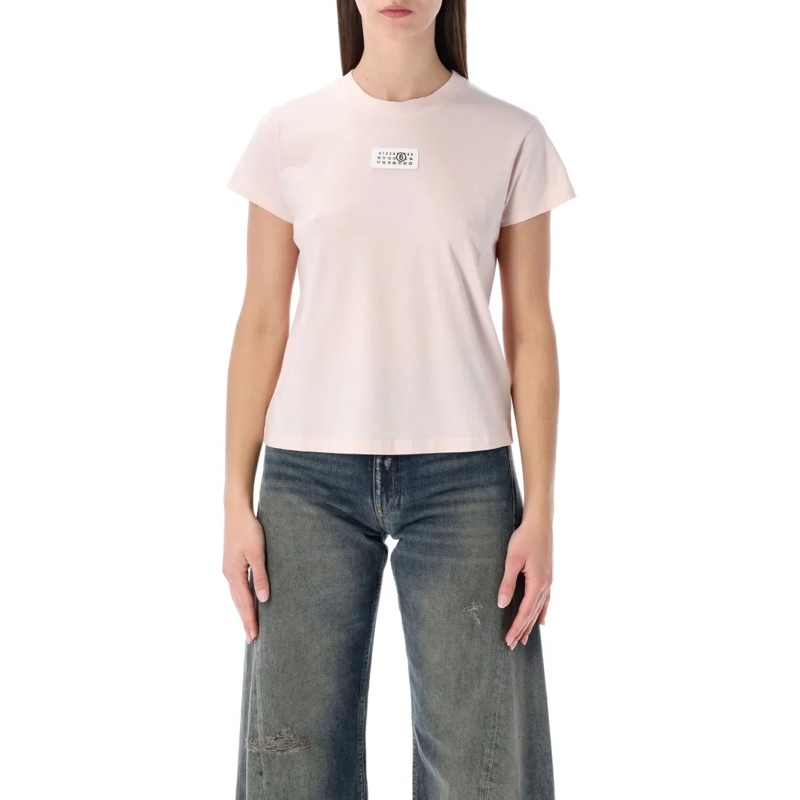 MM6 Maison Margiela T-Shirt Slim Fit Light Pink Cotton T-Shirt Pink