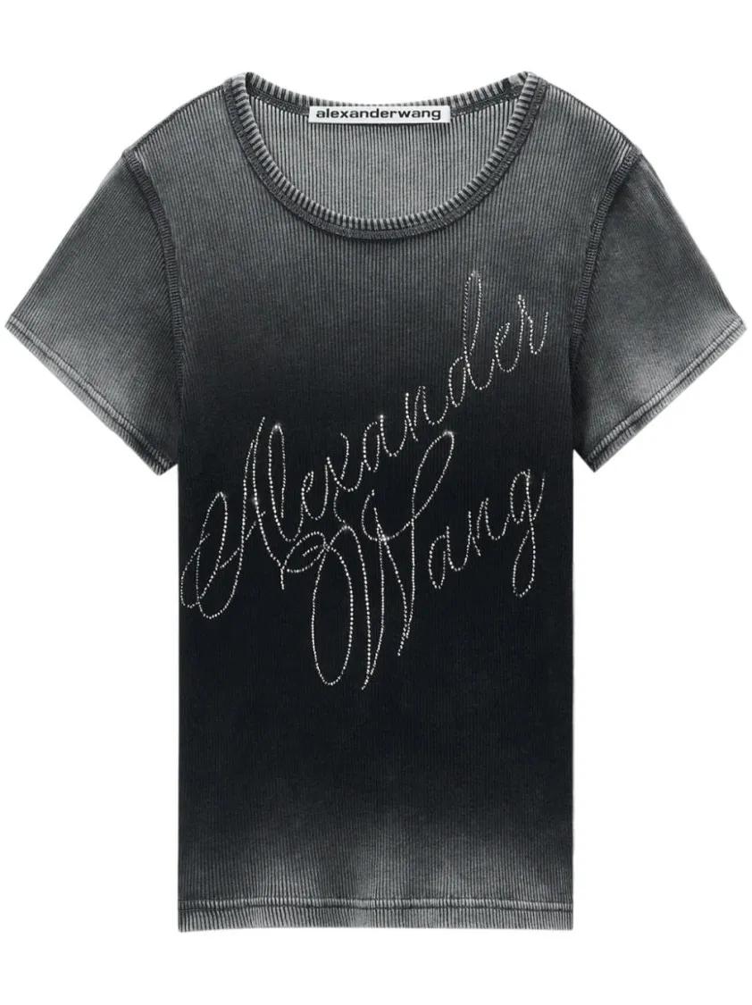 Alexander Wang - Black/Grey T-Shirt - Größe L - schwarz