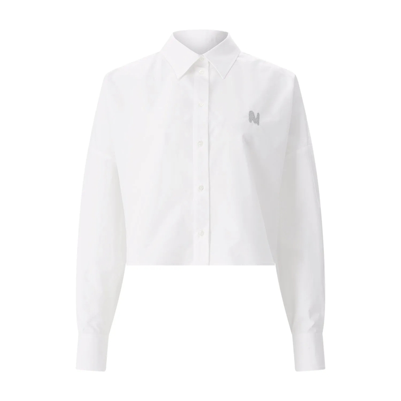 MSGM Bluse Hemdbluse Camica aus Baumwolle weiß