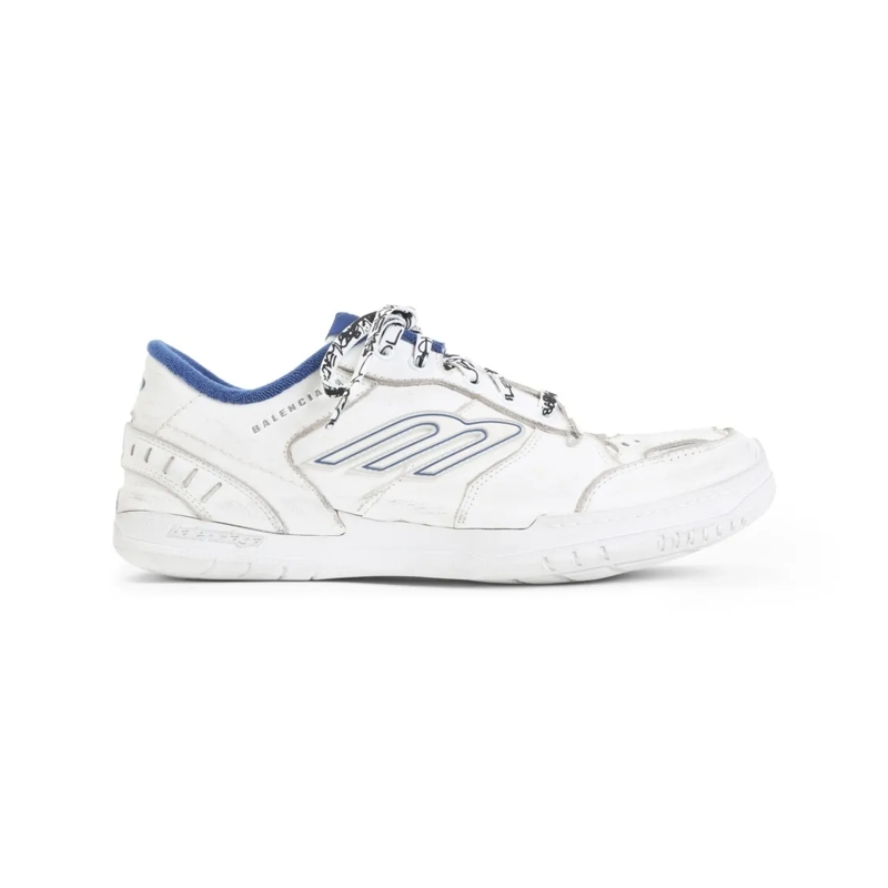 Balenciaga Low-Top-Sneaker White Leather Low-Top Sneakers With Vintage Accent White