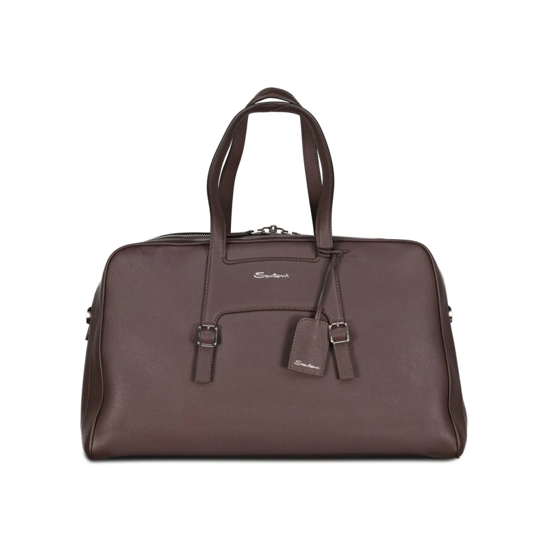 Santoni Schoudertas Weekender aus Leder braun
