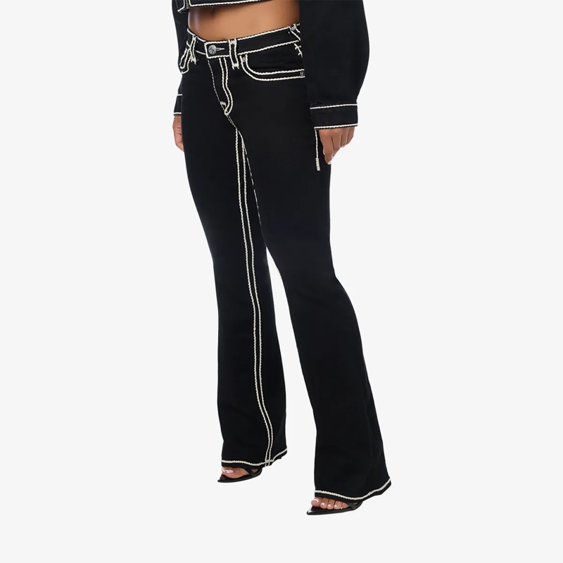 True Religion Bootcut-Jeans - Bootcut- Mid Rise- Ausgestelltes Bein- Super  schwarz(Image 3)