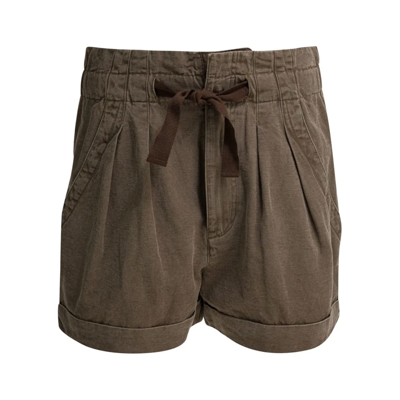Etoile Isabel Marant Bermuda Shorts Relaxed Fit Cotton-Linen Blend Bermudas Brown