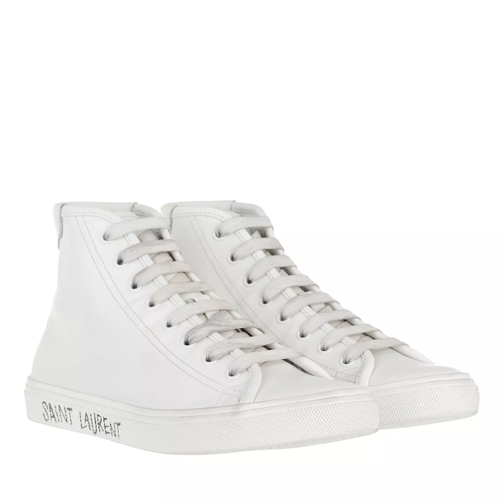 Saint Laurent Malibu Mid Top Sneakers Smooth Leather White High-Top Sneaker