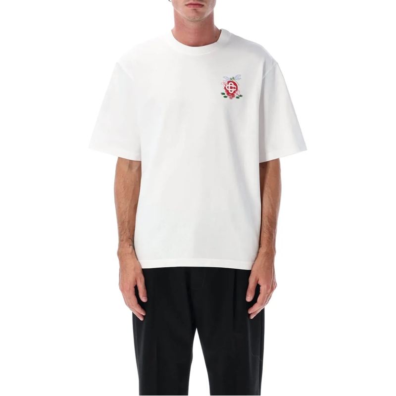 Casablanca T-Shirt Dragonfly Floral Printed Oversized Tee Bianco weiß