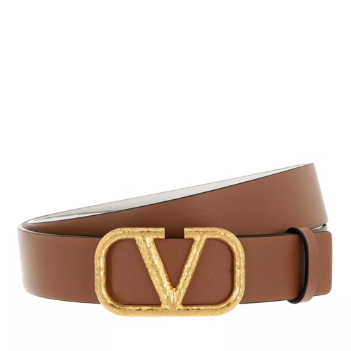 Valentino Garavani Buckle Belt Light Brown Leather Belt