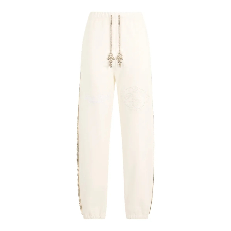 Philipp Plein Jogginghose Washed Joggers Tennis Club Crystals weiss