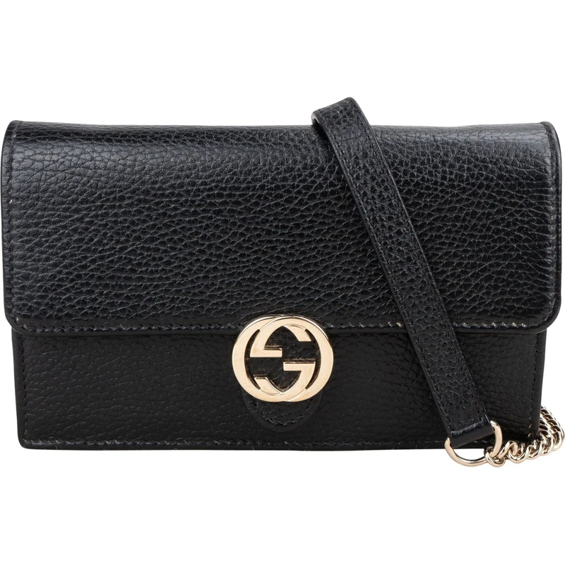 Gucci Tote Gucci Leather GG Wallet On Chain Crossbody Bag schwarz