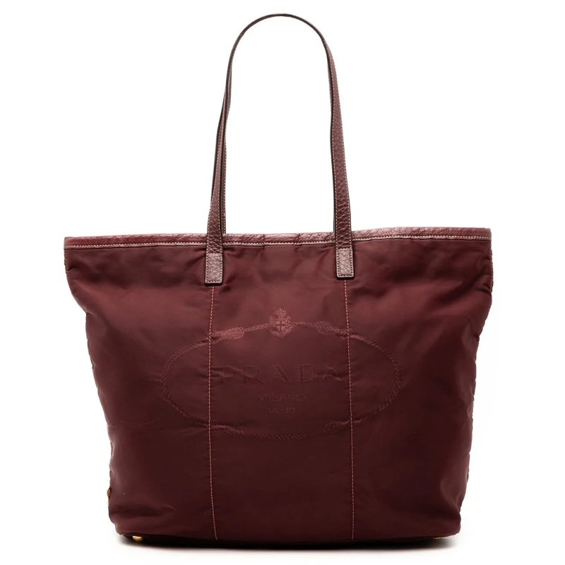 Prada Shopper Tessuto Canapa Logo Tote rot