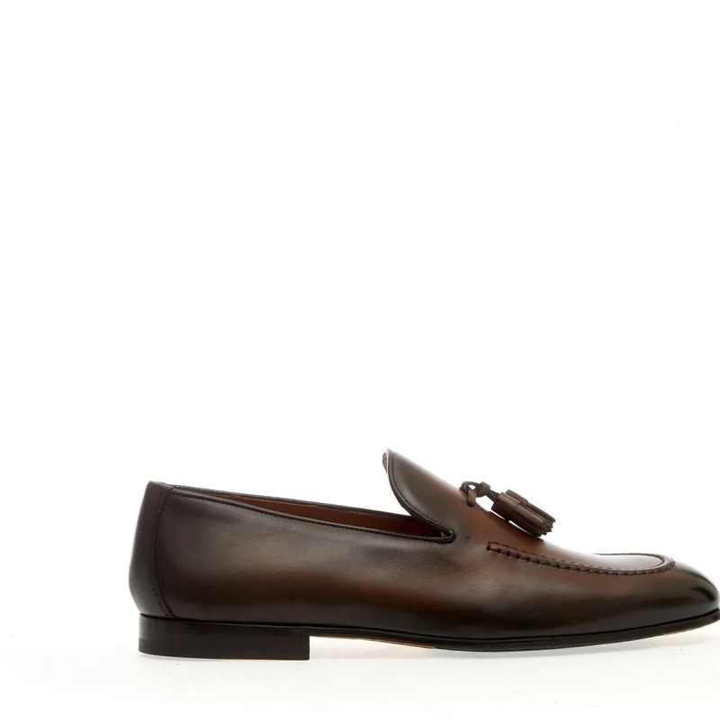 Doucal's Loafer Brown Leather Tassel Moccasin Brown