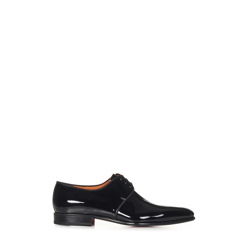 Santoni Chaussures à lacets Black Patent Leather Derby Shoes Black