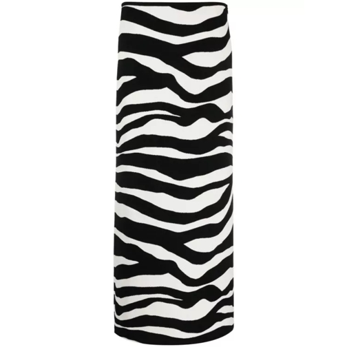 Jil Sander White/Black Zebra Knit Maxi Skirt Black 