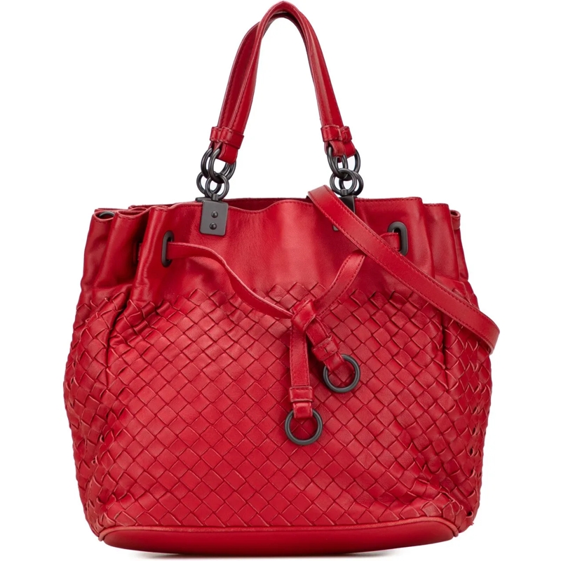 Bottega Veneta Schultertasche Nappa Intrecciato Bucket Bag rot