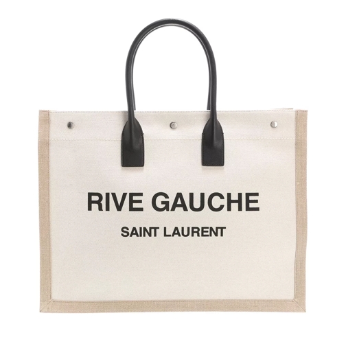 Saint Laurent Rive Gauche Tote Bag White Black Draagtas