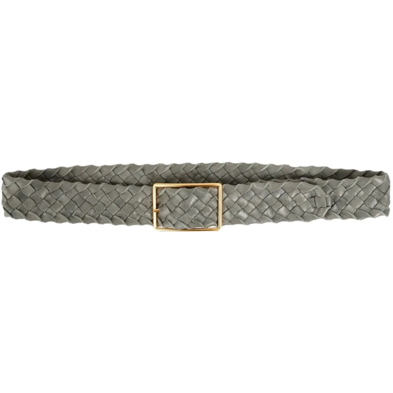 Tory Burch Webgürtel Leather Woven Belt grau
