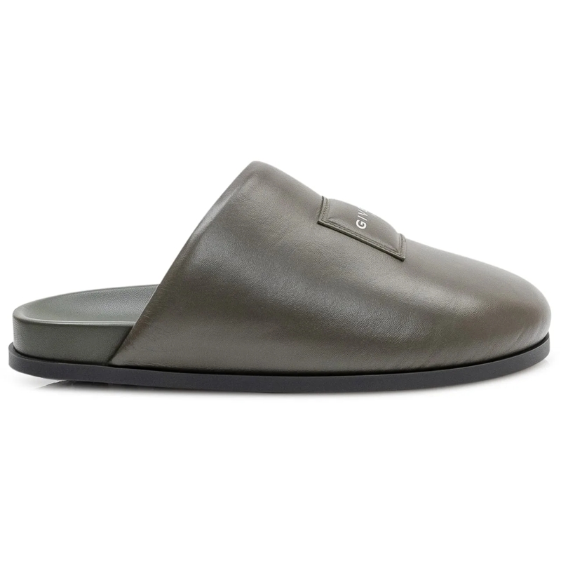 Givenchy Hausschuhe Mules con Tomaia Liscia e Logo dunkelgrau