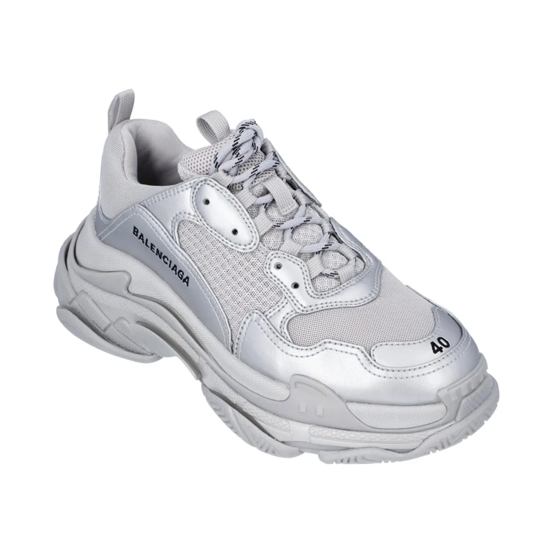 Balenciaga Lage-top sneaker Silver Metallic' Triple S Sneaker White