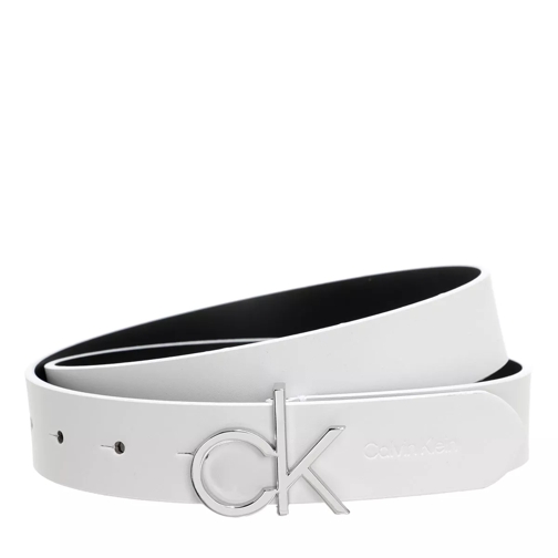 Calvin Klein Re-Lock Logo Belt 30Mm White Leather Belt