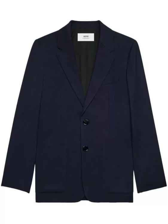 AMI Paris - Tailored Single-Breasted Navy Blue Blazer - Größe 52 - black