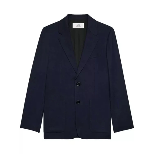 AMI Paris  Tailored Single-Breasted Navy Blue Blazer Black