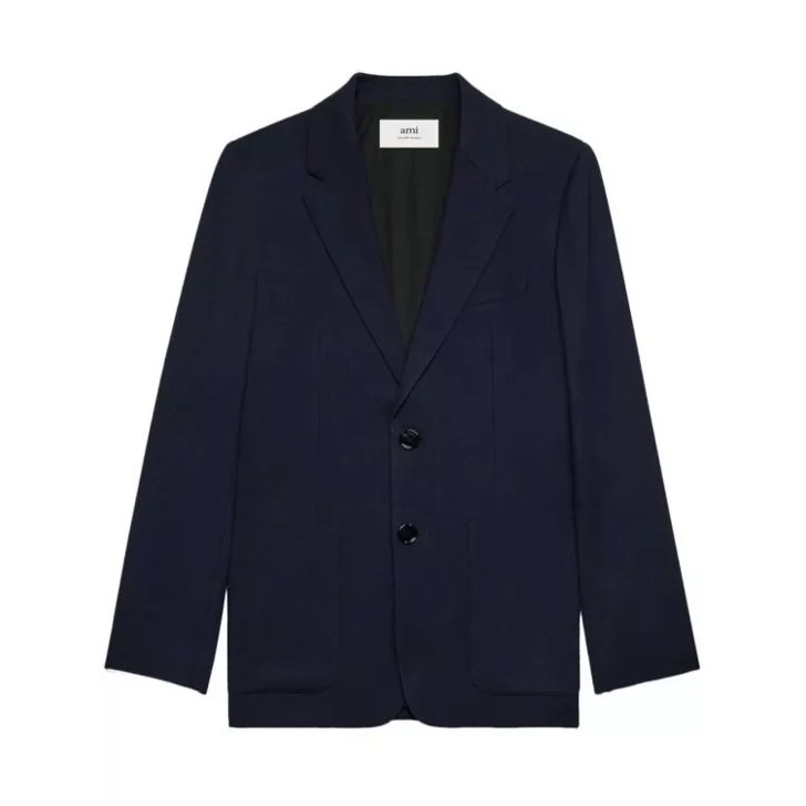 AMI Paris Tailored Single Breasted Navy Blue Blazer Black Blazer