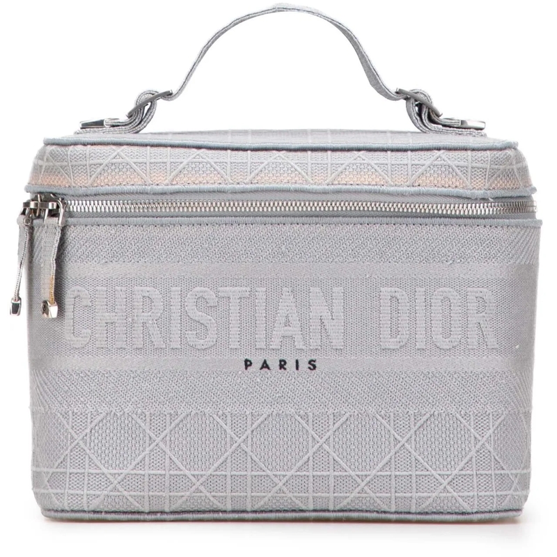 Christian Dior Necessaire Canvas Cannage Diortravel Vanity Case grau