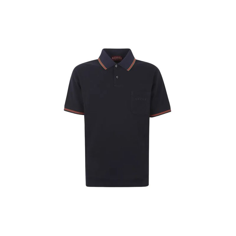 Gucci Polohemd Classic Fit Short-Sleeve Polo With Striped Trim Black