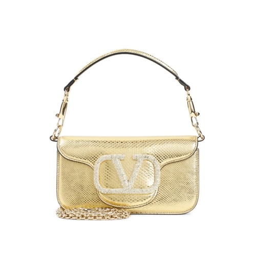 Valentino Sac à bandoulière Small Locò Gold Snake Leather Shoulder Bag Gold