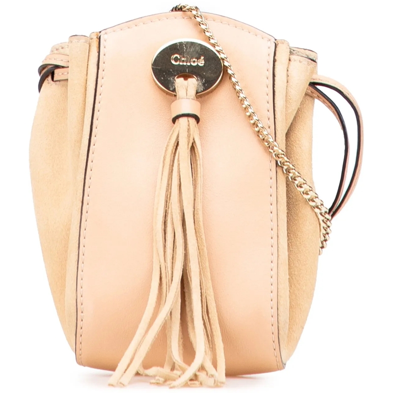 Chloé Sac à bandoulière Mini Leather and Suede Sac Fringe Crossbody braun