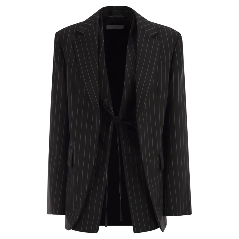 Sportmax Blazer Spxdivina - Tailored Blazer In Pinstriped Gabardin Black