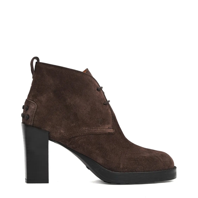 Tod's Bottes Brown Polish 80Mm Suede Lace-Up Brown