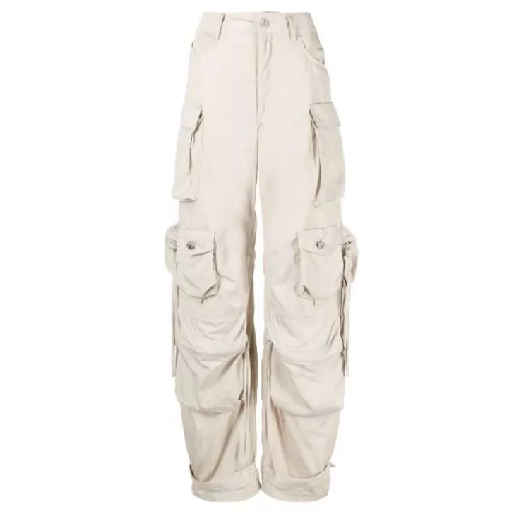 The Attico High Waisted Cargo Trousers Neutrals