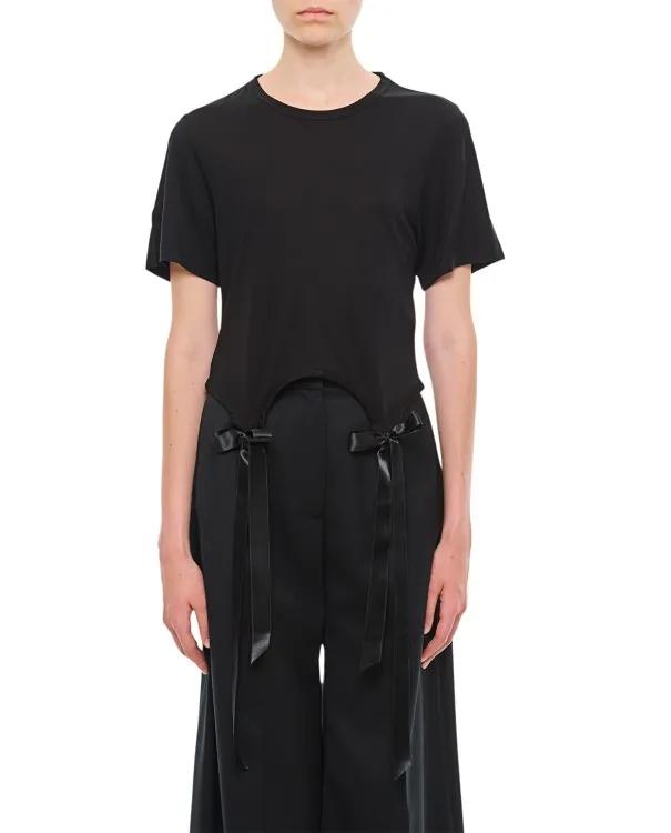 Simone Rocha - Easy T-Shirt W/ Bow Tails - Größe XS - schwarz