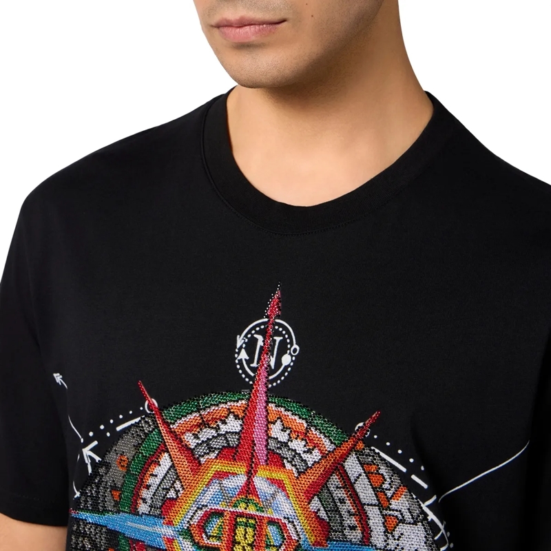 Philipp Plein T-Shirt Round Neck T-Shirt Wind Rose Skull Stones schwarz(Image 5)