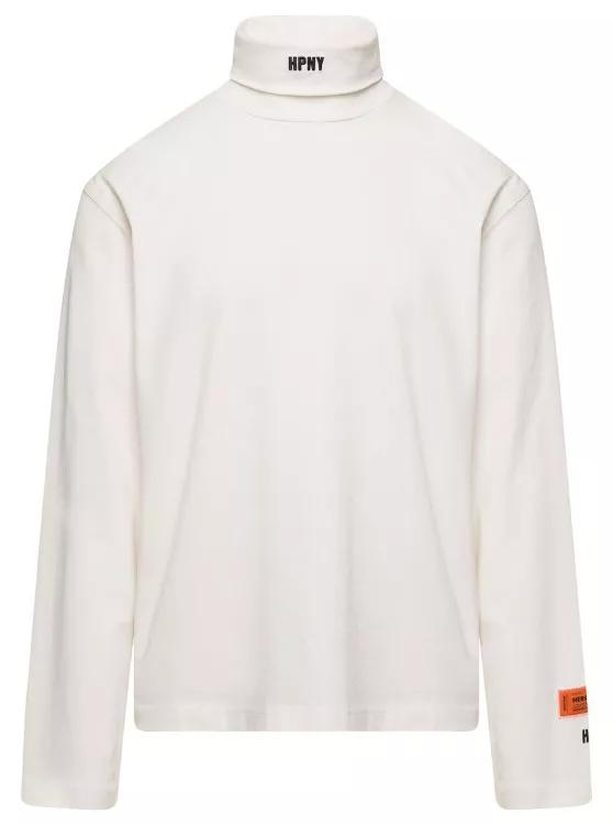 Heron Preston - White Turtleneck Pullover With Contrasting Logo Em - Größe L - white