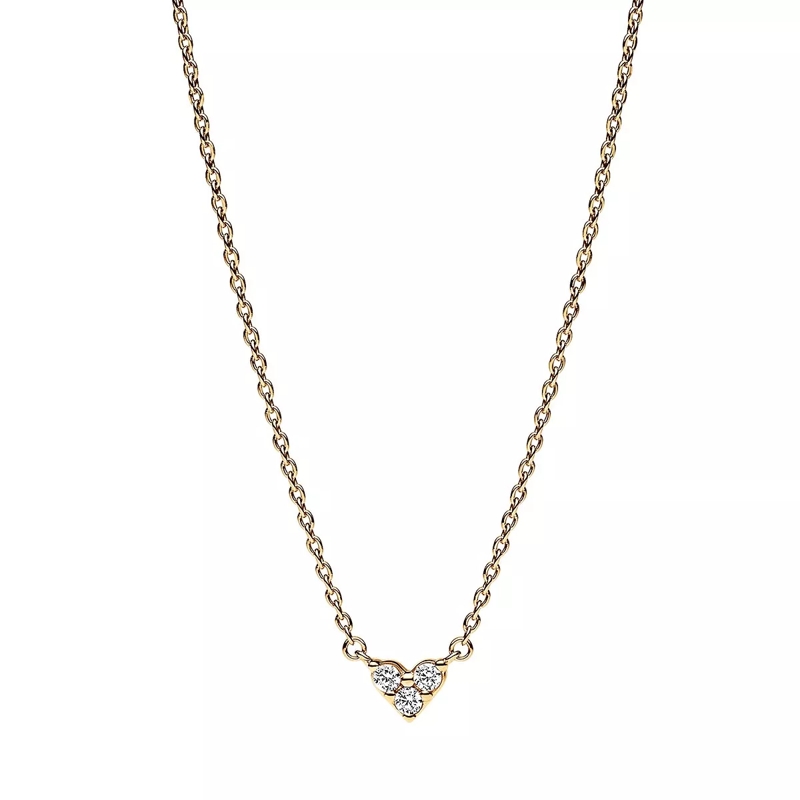Pandora Collier moyen Heart 14k gold-plated necklace withcubic zirconia Clear