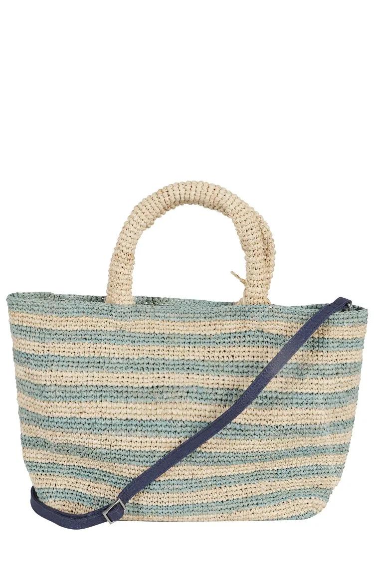 Mc2 Saint Barth Shoppers & Totes Raffia Beach M Bag Natural Blue in beige