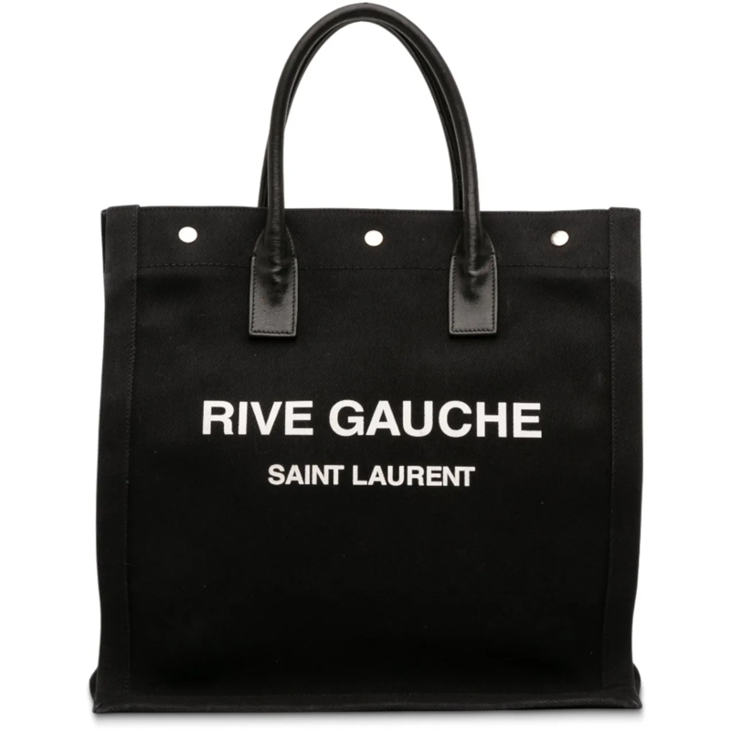 Saint Laurent Shopper Canvas Rive Gauche North South Tote schwarz