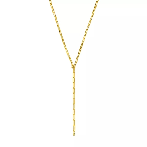 Leaf Y Necklace Gold Mellanlångt halsband