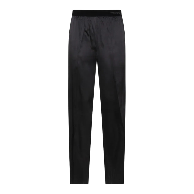 Tom Ford  Satin Finish Straight-Leg Trousers Black