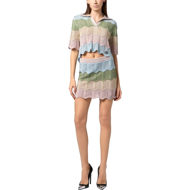 Philipp Plein Wollrock Mini Skirt Color Wave bunt(Image 4)