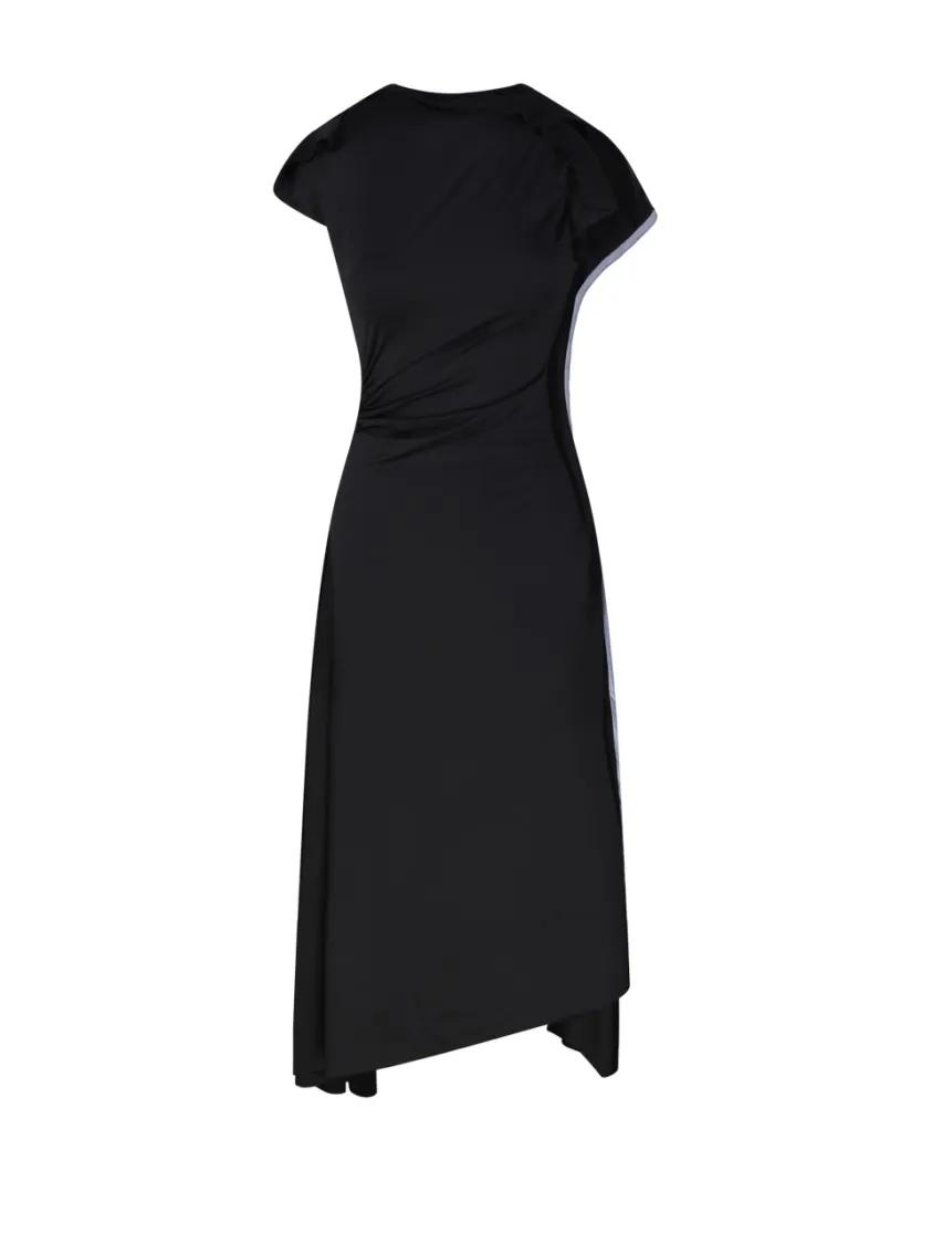 Thumbnail - Victoria Beckham - Draped Sleeve Midi Dress - Größe 10 - schwarz