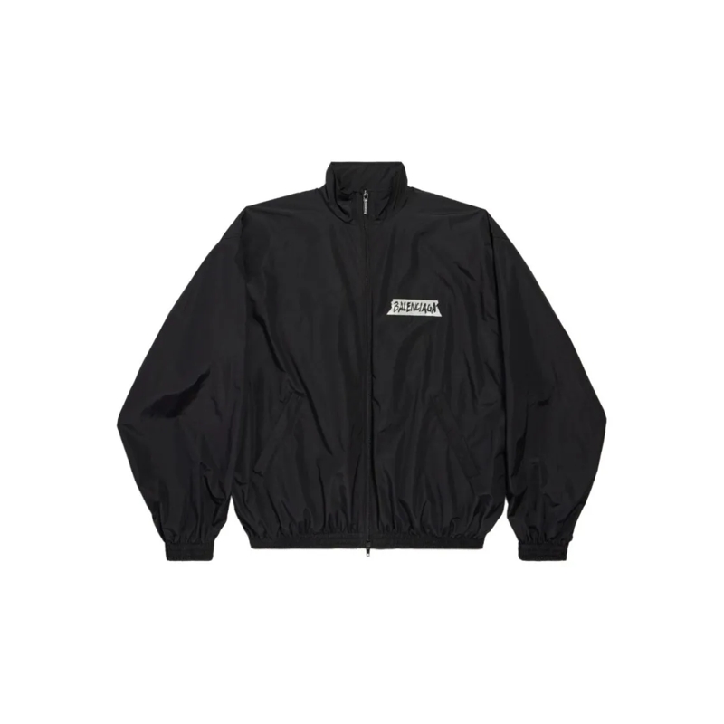Balenciaga  Oversized High Collar Jacket With Distinctive Logo Black