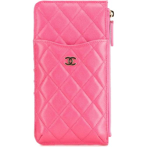 Chanel Sacoche pour ordinateur portable CC Quilted Caviar Flat Phone Case Wallet Pouch rose (Image 2)