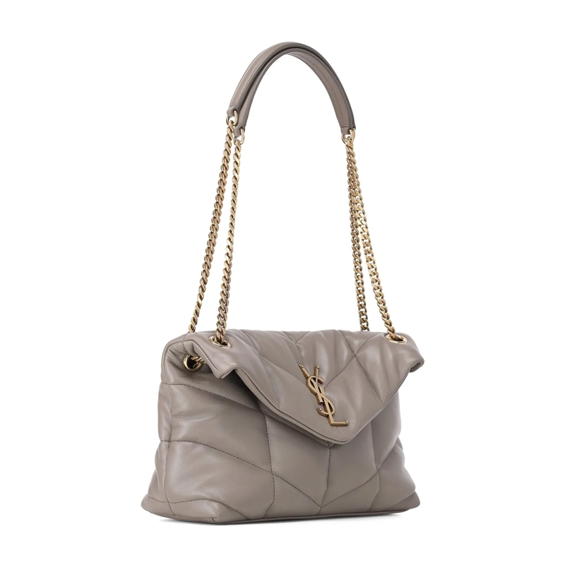 Saint Laurent Crossbody Bag Tasche Puffer aus Lammleder grau(Image 3)