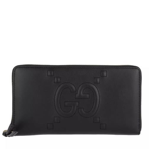 Gucci Zip Around Wallet Embossed GG Black Portemonnaie mit Zip-Around-Reißverschluss
